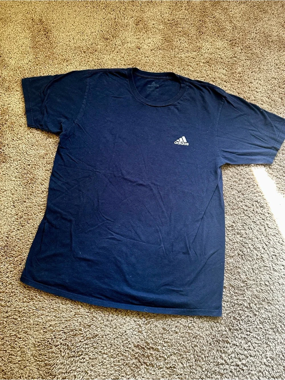 adidas Navy Short Sleeve Crewneck Tee with Small Logo